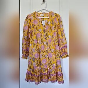 Velvet by Graham & Spencer Yellow Pink Ruffled Tiered Sundress